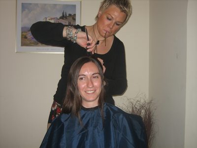 Preparando el peinado